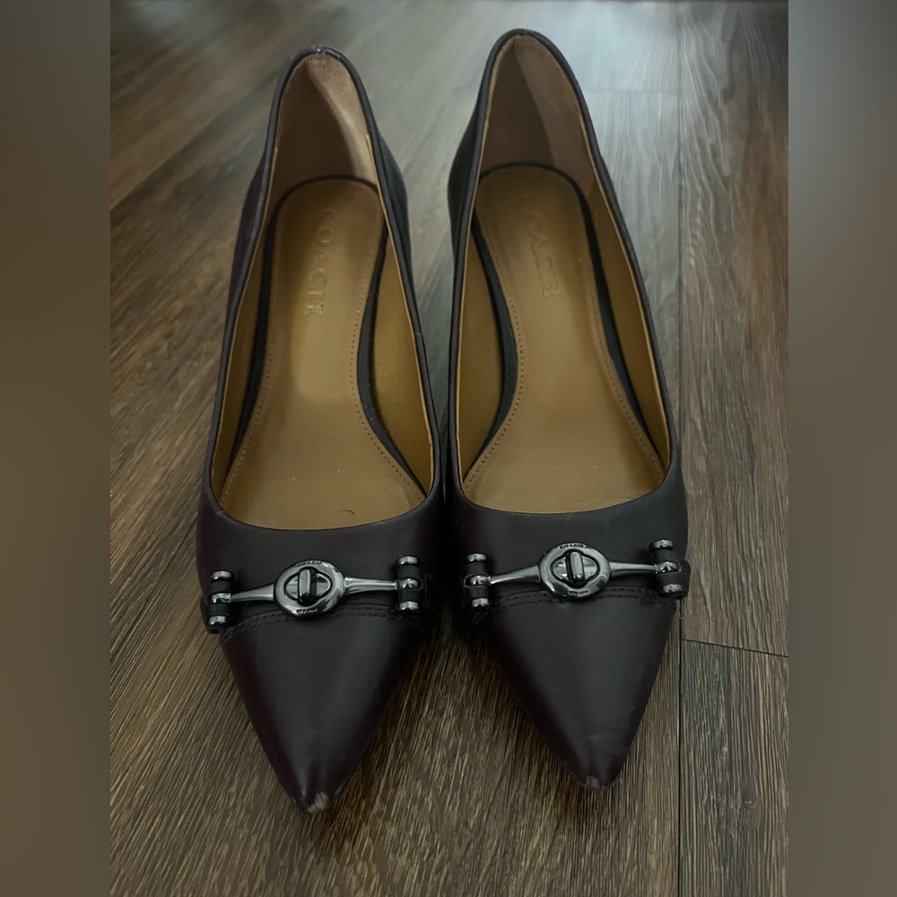 Coach Women's Merlot Leather Flats